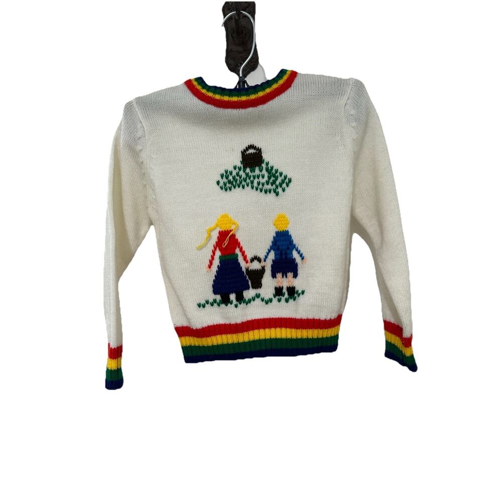 Vintage May Knit Jack & Jill Children’s Crewneck Sweater Primary Colors Cream